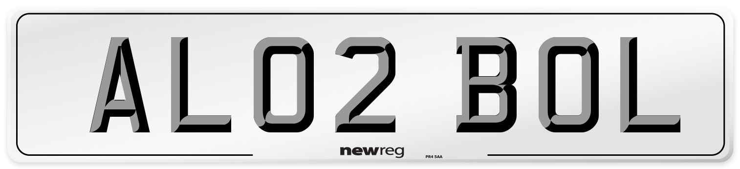 AL02 BOL Number Plate from New Reg